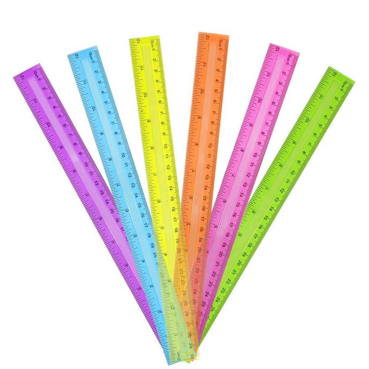 4 Pack Ruler Plastic Rulers 12 Inch,Transparent Assorted Color Metric Bulk Rulers with Inches and Centimeters,Kids Ruler for School,Home,Office