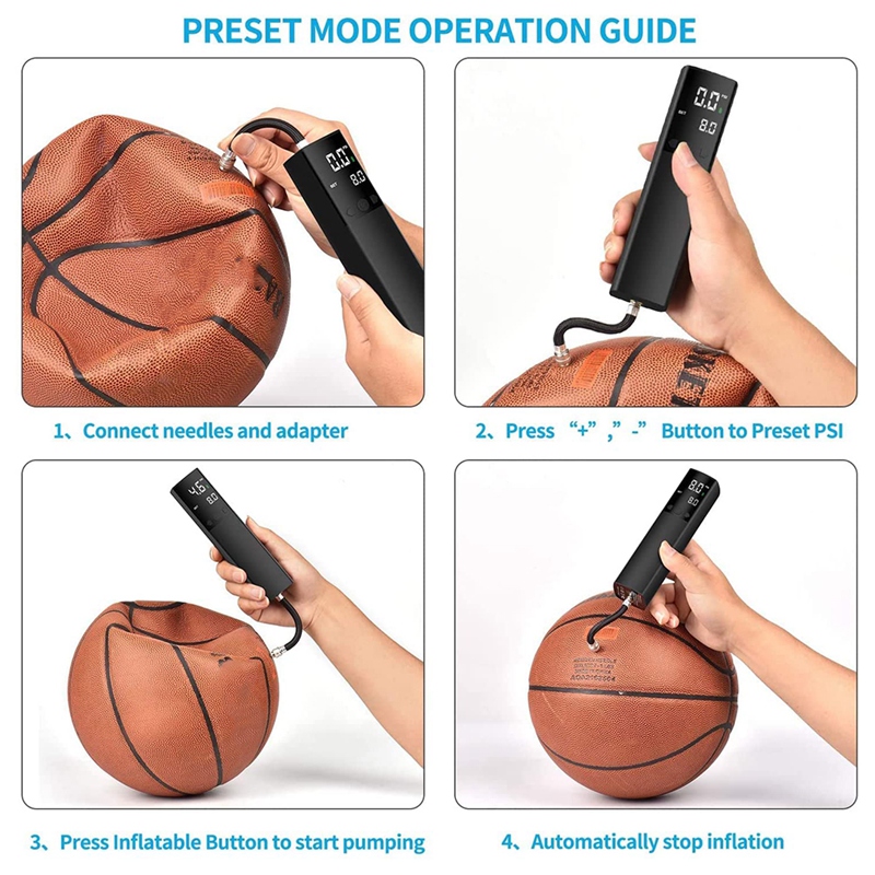 Electric Ball Pump,Smart Air Pump Portable Fast Ball Inflation with Accurate Pressure Gauge and Digital LCD Display. 