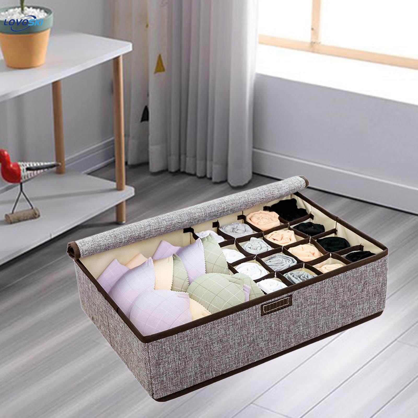 Closet Organizer Sock Storage Box with Lid Multipurpose Rectangular under Bed Organizer. 