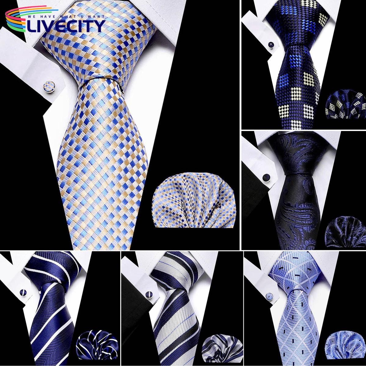 Tie Cufflink Pocket Square Set Breathable Gentleman Men Tie Set