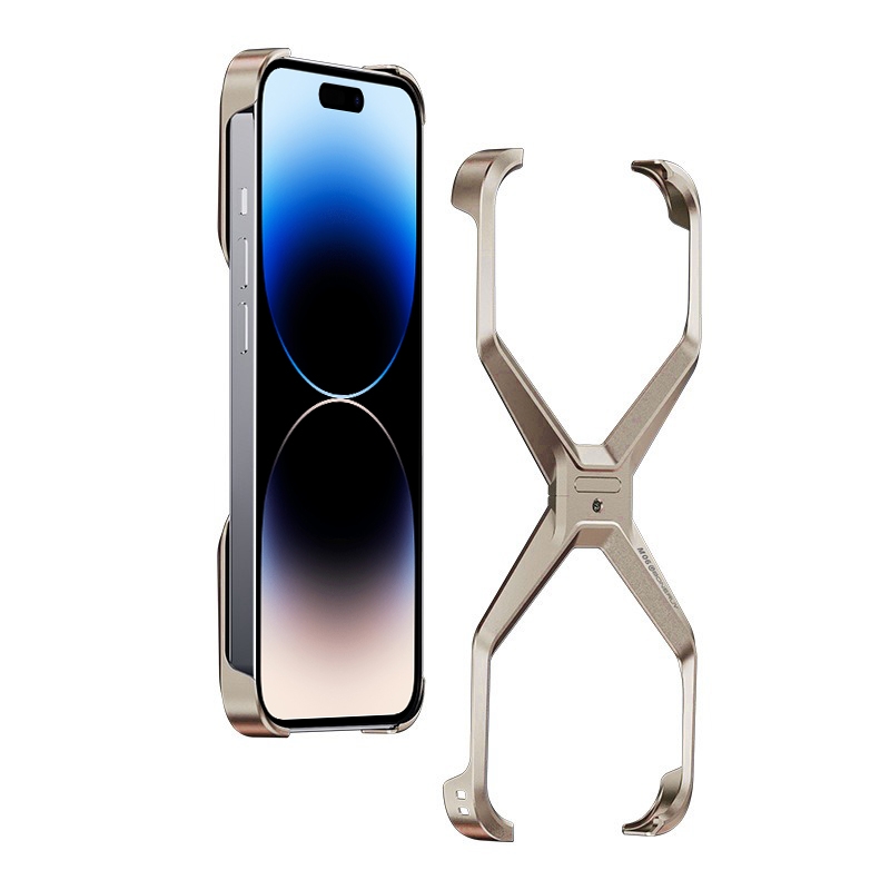 Frameless X-shaped Metal Phone Case For iPhone 15 Pro Max/iPhone 13 Pro Max / 14 Pro Max/iPhone 15 Pro/iPhone 15/iPhone 13 / 14/iPhone 13 Pro / 14 Pro