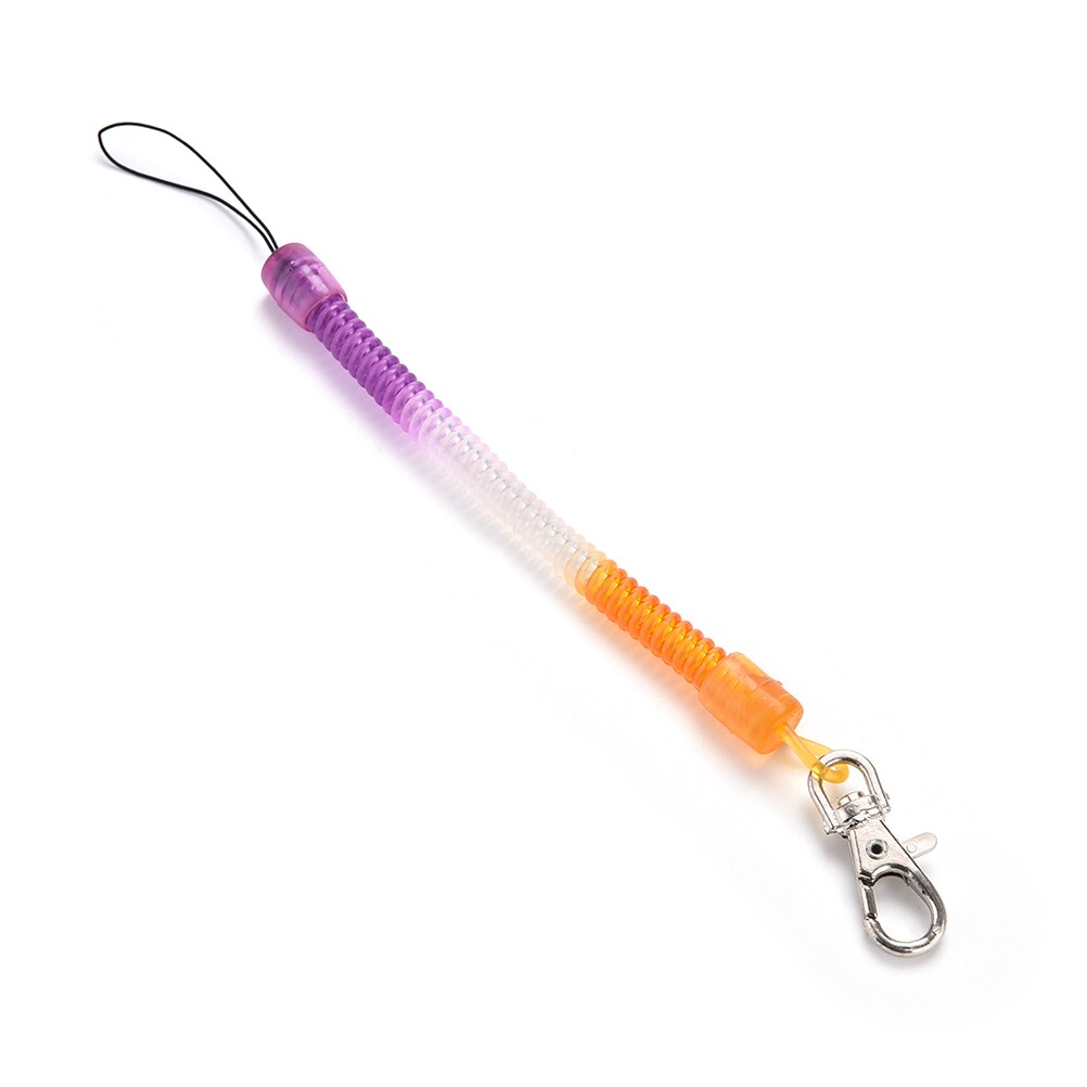 【happy one】Retractable telephone cord spring key chain plastic keychain tool elastic rope spring rope phone straps. 