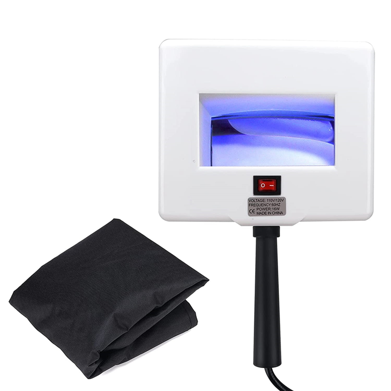 Woods Lamp Skin Analyzer Portable Magnifying Analyzer Facial Woods Lamp White&Black with Shade Cloth for Skin Testing US Plug