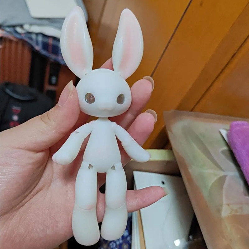 New 14.5cm Height 3D Printed Resin Rabbit Doll Pet Multi Joint Movable 1/12 Bjd Girl Dress Up Toy. 