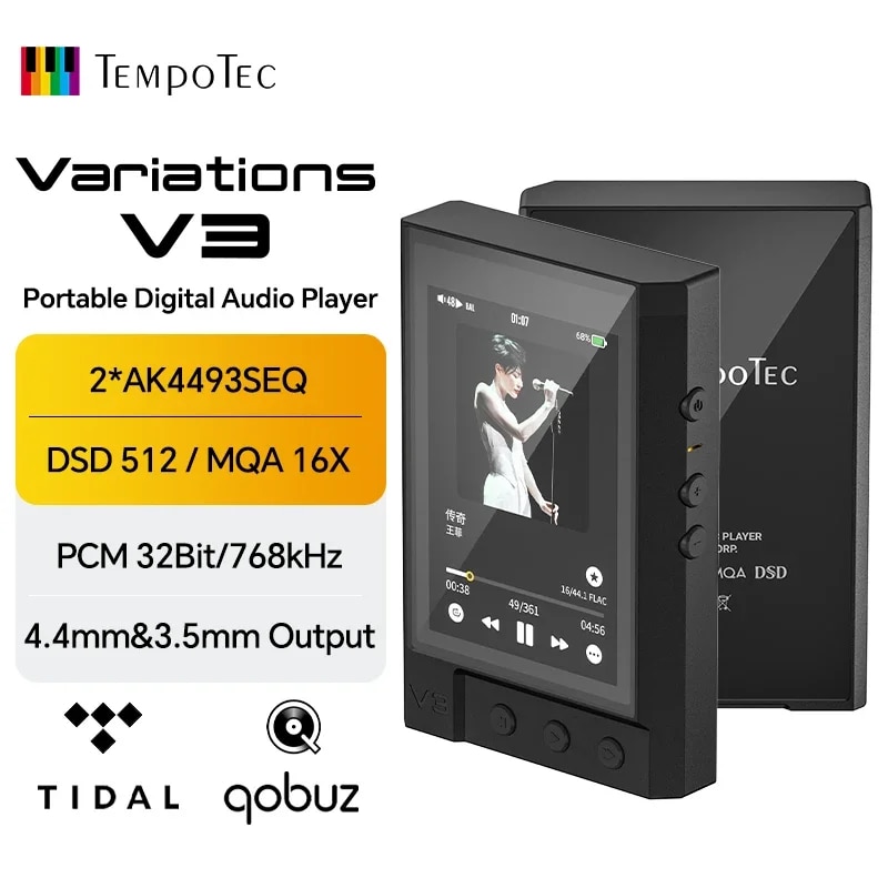 TempoTec V3 HIFI Music Player MP3 Portable DAP 4.4mm 3.5mm Dual DAC AK4493SEQ DSD512 WIFI Two-way Bluetooth MQA16 TIDAL Qobuz