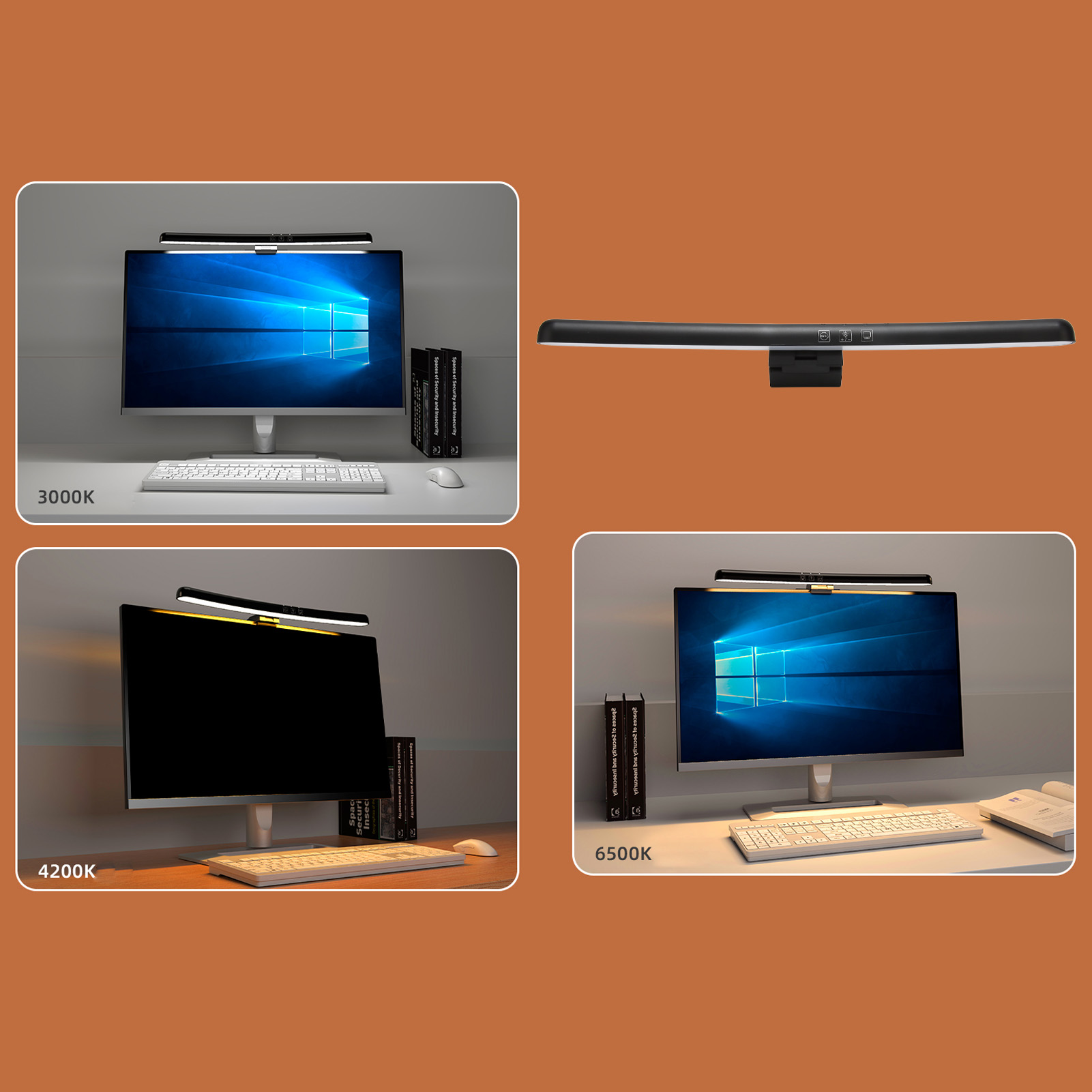 Curved Monitor Light Bar Stepless Dimming 3 Color Temperature Touch Control. 