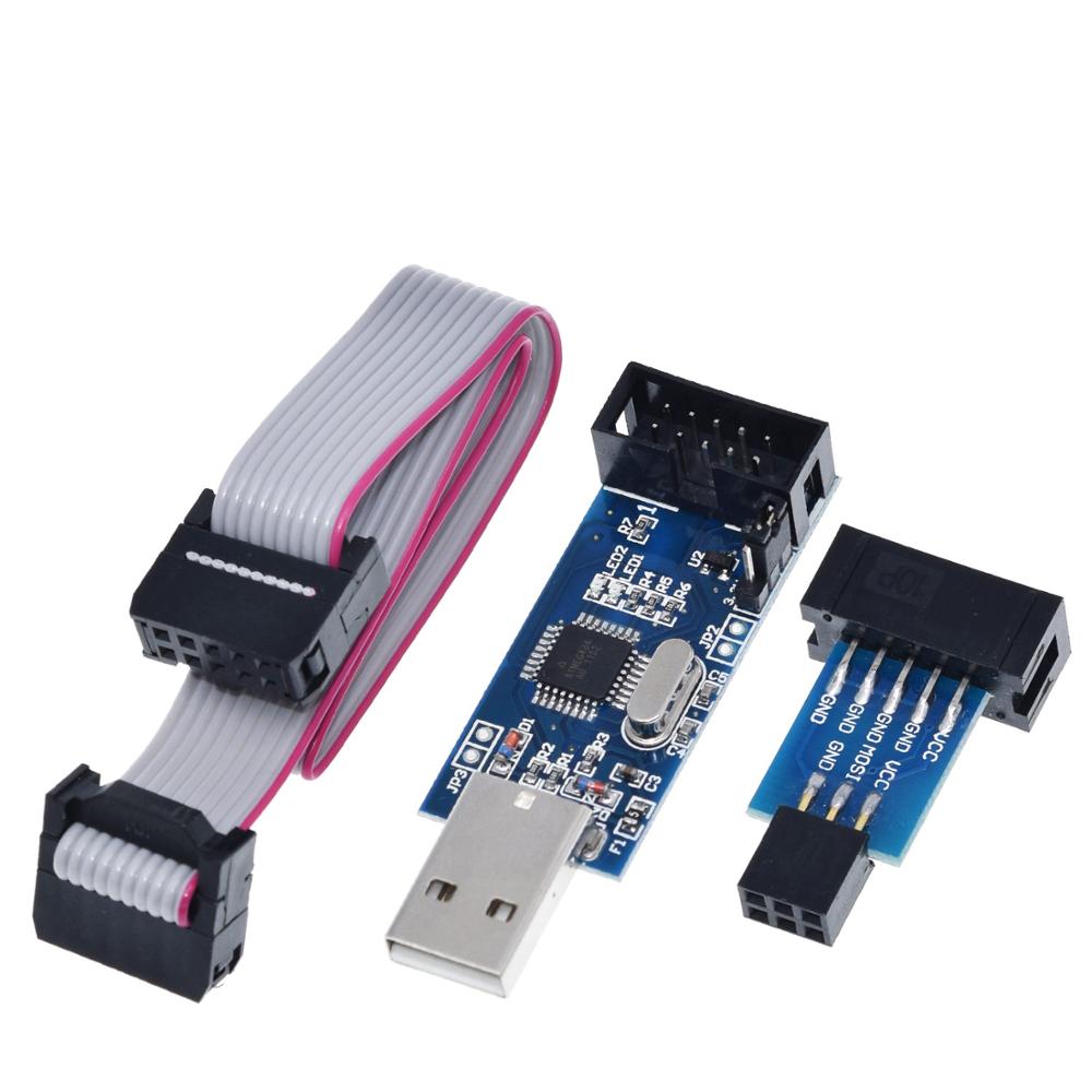 【happy one】1Set USBASP USBISP AVR Programmer USB ATMEGA8 10Pin Wire Module DIY 10Pin To 6 Pin Adapter Board. 