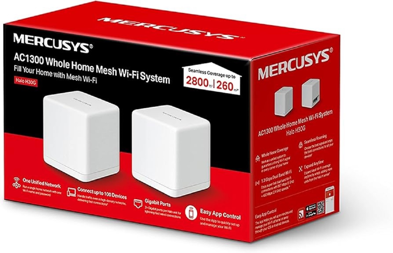 Router Mercusys Halo H30G Whole Home  Mesh (2 pack) (Warranty: 02 Years, Service waranty: 05 Years). 