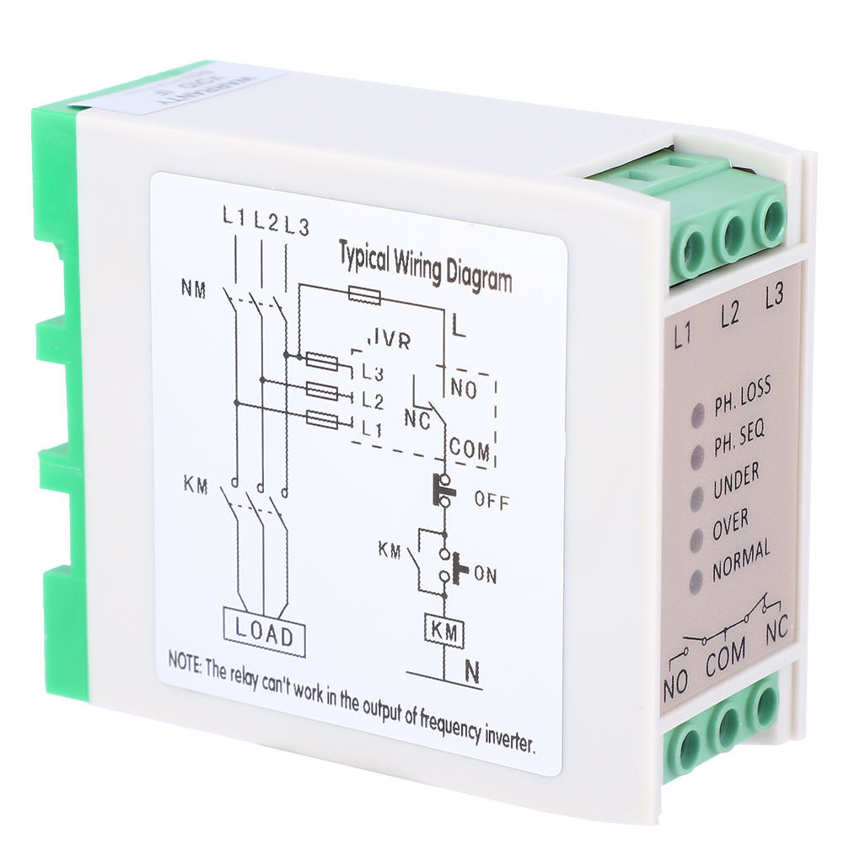 440VAC Over Under Voltage Failure Phase Sequence Protector 3Phase Power Supply. 