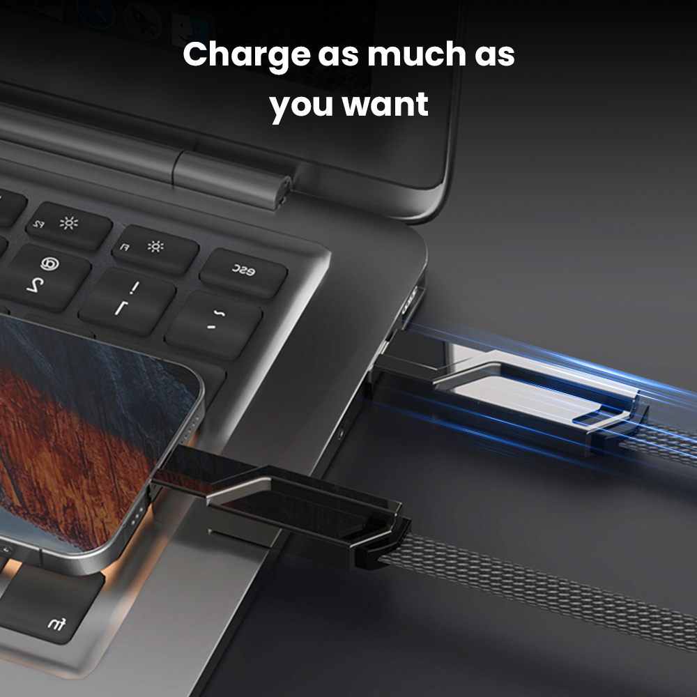 4 in 1 Fast Charging USB Type C Cable Charger Cable Data Cable For phone Phones Accessories Mobile Phone Cable Flat Braided Anti-Tangle Charger Cord SJX-035. 
