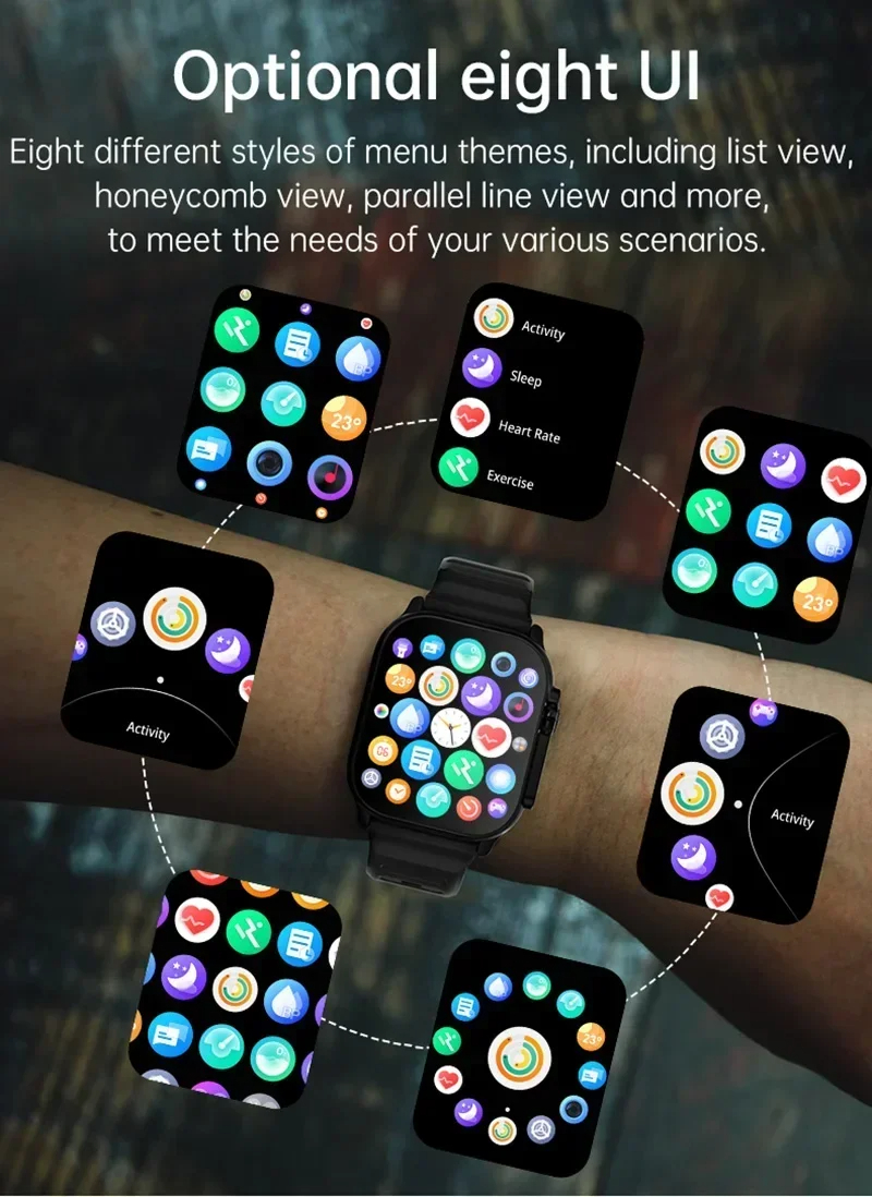 LAXASFIT T900Ultra Smartwatch Bluetooth Talk Smartwatch Message Alert Heart Rate Monitor Sports Watch for Android IOS Men Women. 