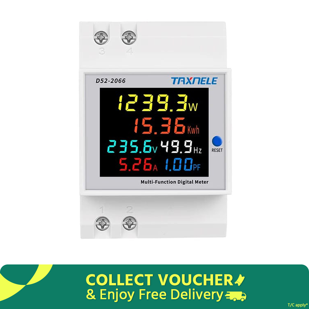 TAXNELE 6 IN1 Display D52-2066 Smart Meter AC40-300V Built-in CT Monitor Voltage Current Power KWH Electric Frequency Meter