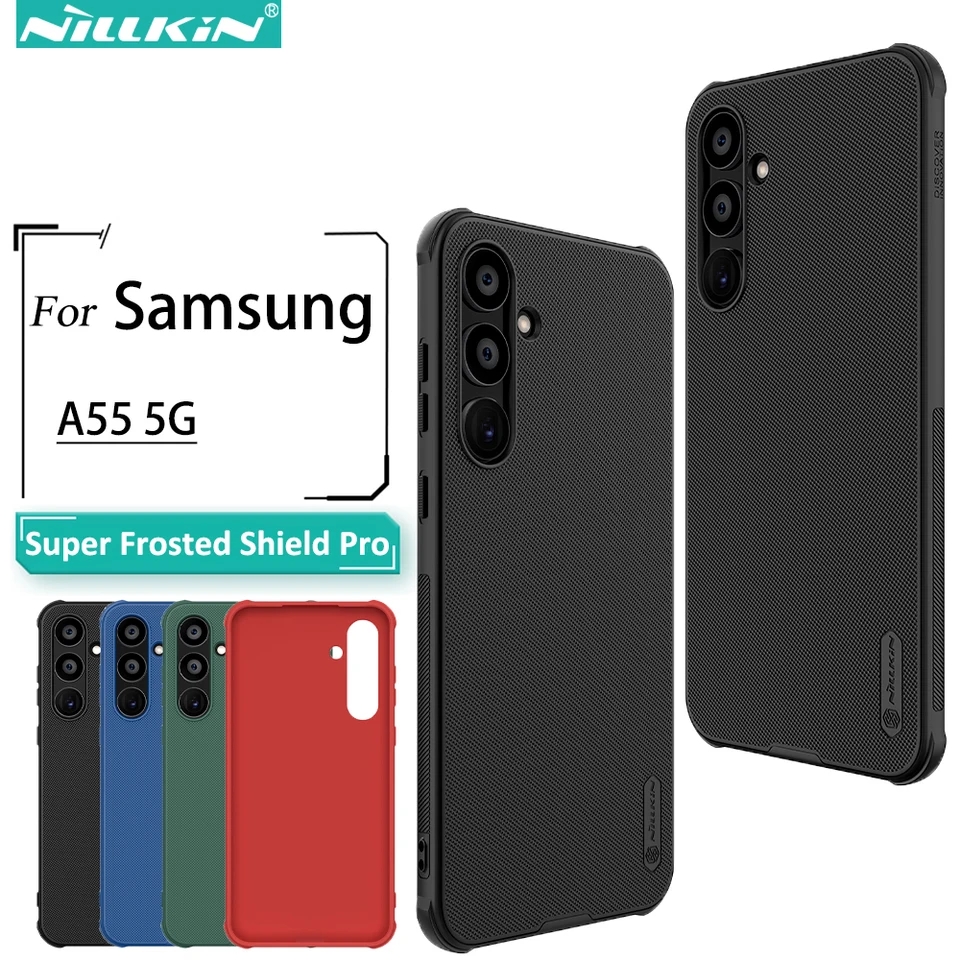 Nillkin ( For Samsung A55 5G ) Super Frosted Shield Pro Soft TPU Frame Hard PC Shell Shockproof Cover For Samsung Galaxy A55 5G Case - Black. 