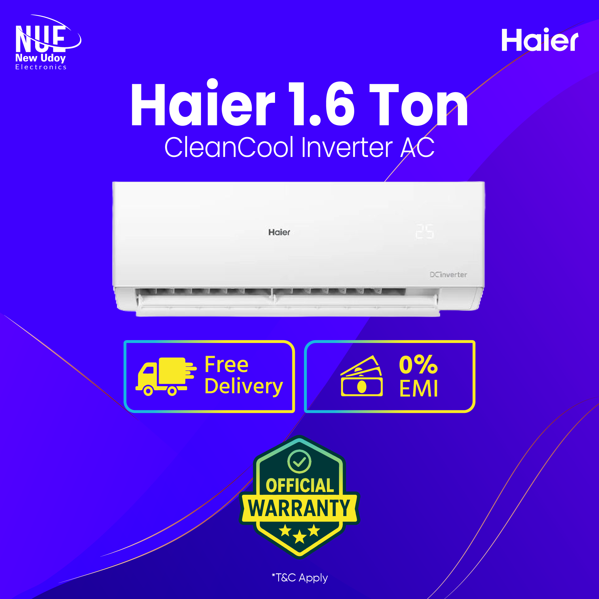 Haier Official from Haier1.5 Ton 18000BTU CleanCool Inverter AC HSU-18CleanCool:(INV)(3DF)(QA)