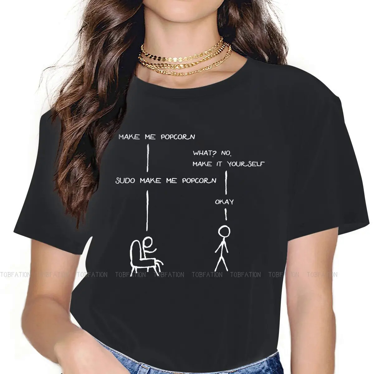 Linux GNU Minix Unix Crewneck TShirts Sudo Make Me Popcorn Funny Programming Jokes Print T Shirt Funny Tops