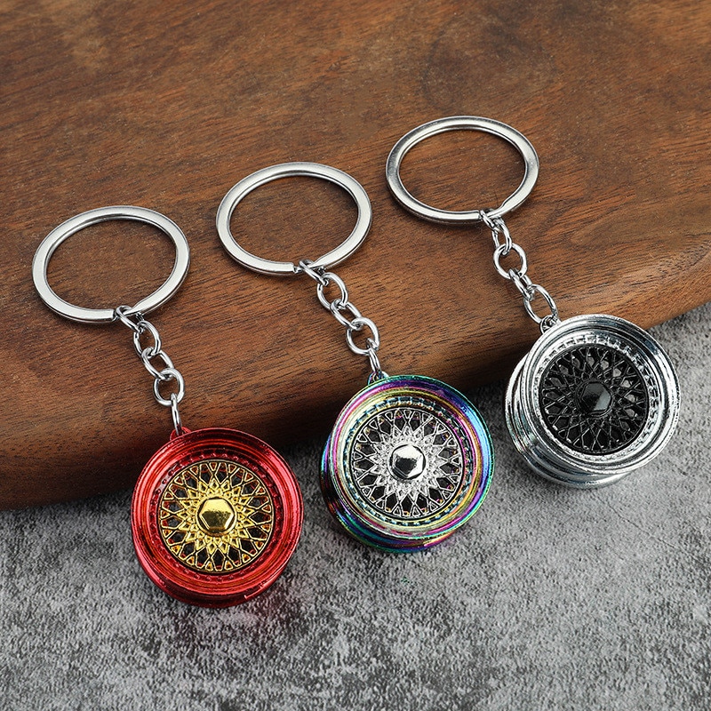 Creative Gear Head Keychain Speed Gearbox Keyring for Car Key Turbo Hub Brake Disc Pendant Shock Absorber Keys Holder Chain Ring. 