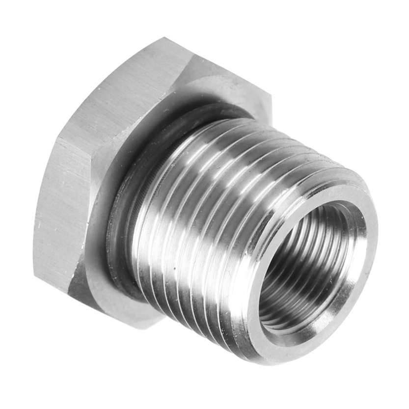 oil filter adapter stainless steel 1/2‑28 to 3/4‑16 threaded connection screw auto engine replacement parts. 