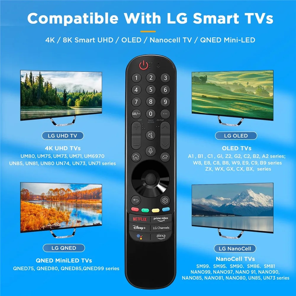 Voice Magic Remote Control for LG AN-MR22GA Smart TV 2021 2022 with Pointer Flying Mouse LED OLED UHD LCD QNED NanoCell 4K 8K. 
