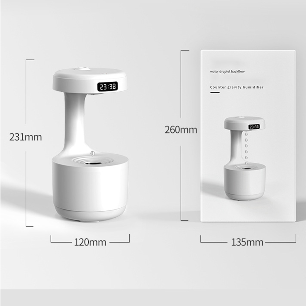 GC Anti Gravity Water Drop Humidifier, Air Humidifier With 800ml Water Tank, Timer, Touch Button, Data Cable, Ultra Silent Fountain Humidifier For Bedroom, Living Room. 