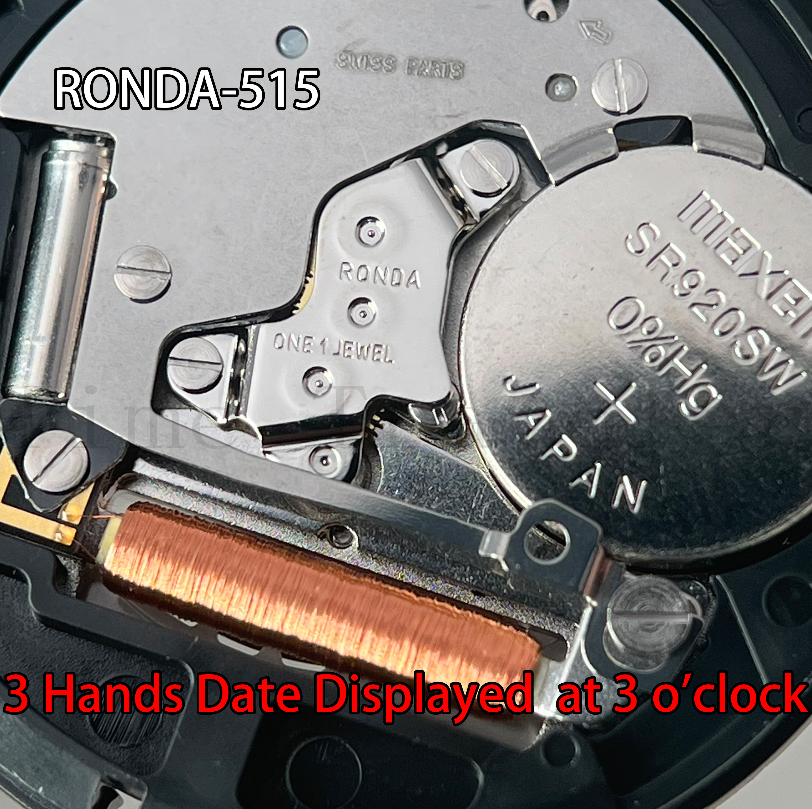 515 Ronda Quartz Movement Powertech Ronda-515-3 Size 3mm 11''' 25.60 Mm 3 Hands Date Displayed At 3 O'clock. 