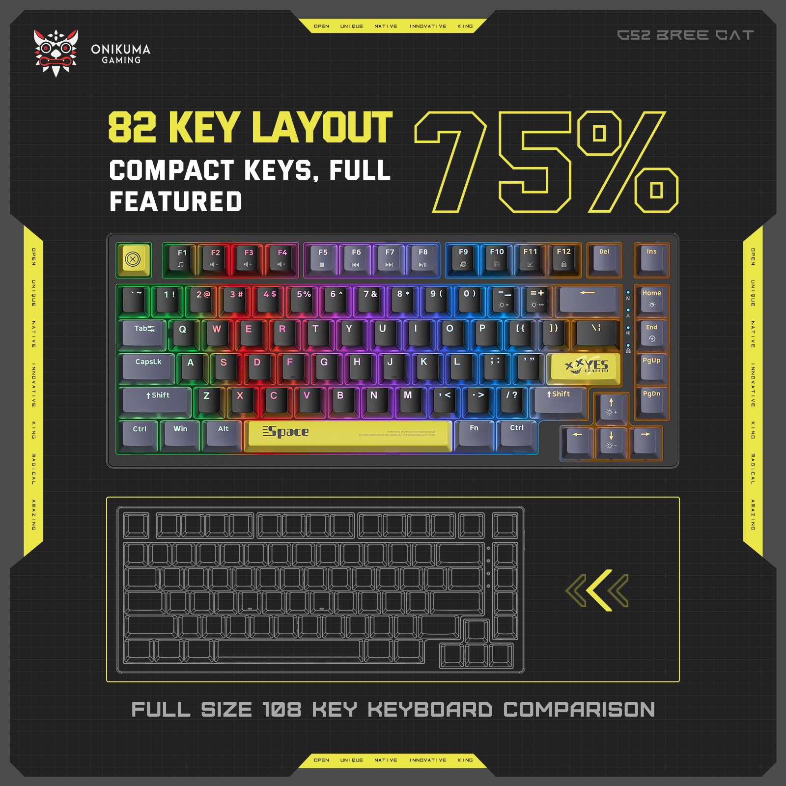 Onikuma G52 Gaming Mechanical Keyboard RGB. 