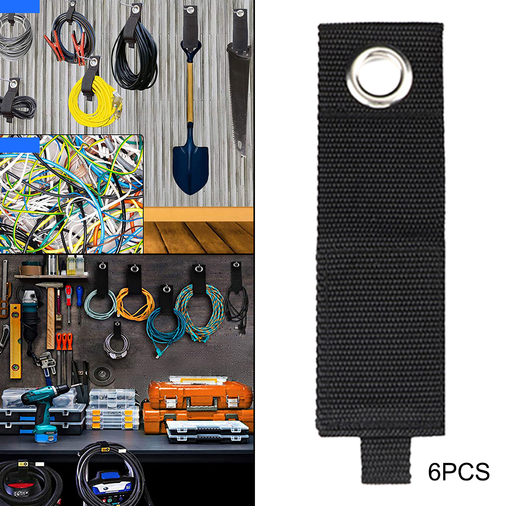 6pcs Extension Cord Holders Heavy Duty Storage Straps Fit with Garage Hooks. 