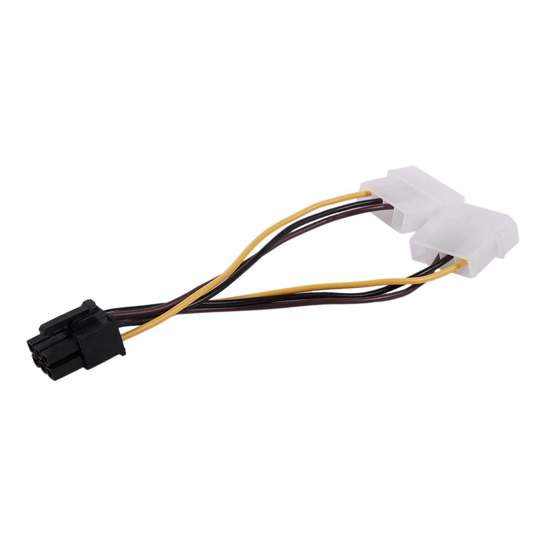 A Dual 4-Pin Molex IDE to 6 Pin PCI-E Graphic Card Power Connector Cable Adapter. 