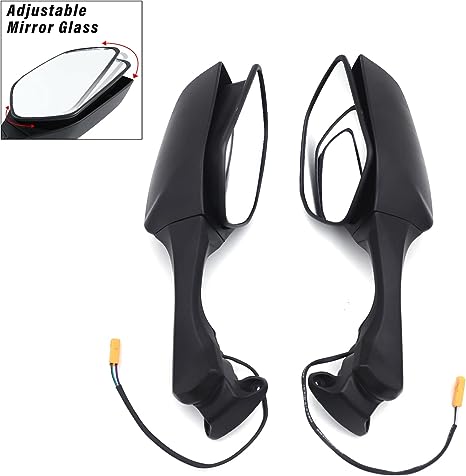 Black Rear View Mirrors w/Turn Signals Compatible Ninja ZX10R For Motorcycle. 