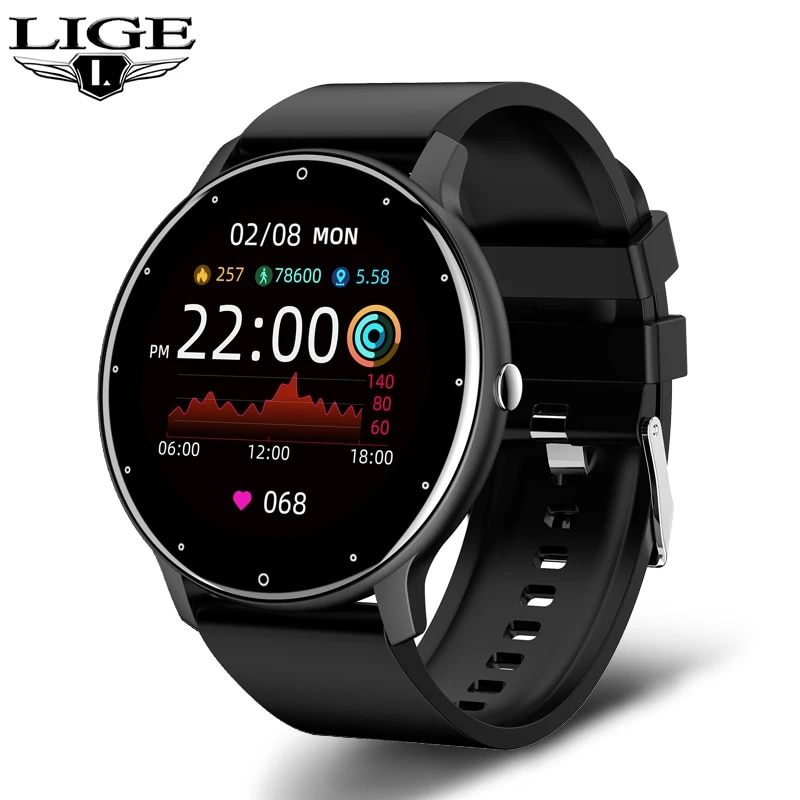 LIGE 2023 New Smart Watch Men Full Touch Screen Sport Fitness Watch IP67 Waterproof Bluetooth For Android ios smartwatch Men+box. 