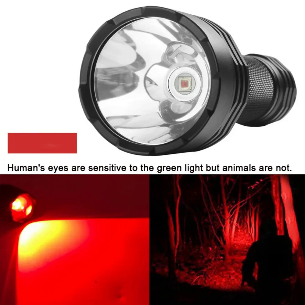 Ultrafire C8 led outdoor strong red light flashlight using 18650 handheld manual torch for tactical hunting waterproof lantern. 