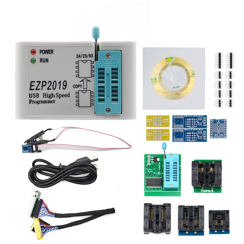 EZP2019 USB SPI Programmer EZP2019 Supports 24 25 93 EEPROM 25 Flash BIOS Chip + 5 Socket. 