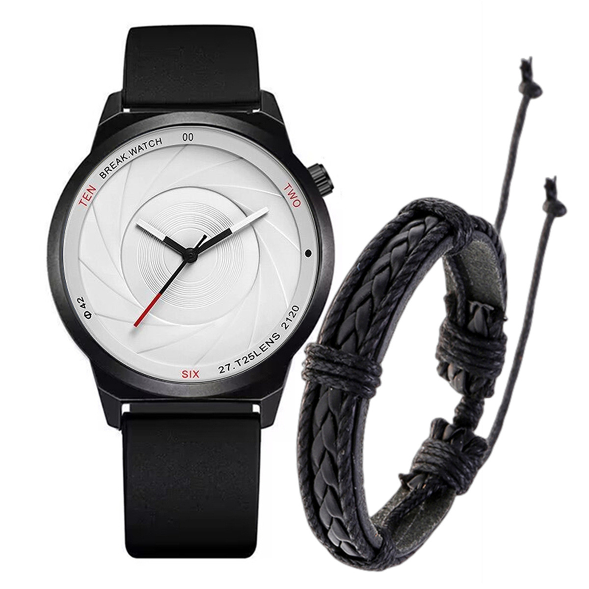 New Men's New Concept Trend Simple Quartz Watch Swirl Combo Set Student Creative Silicone Watch. 