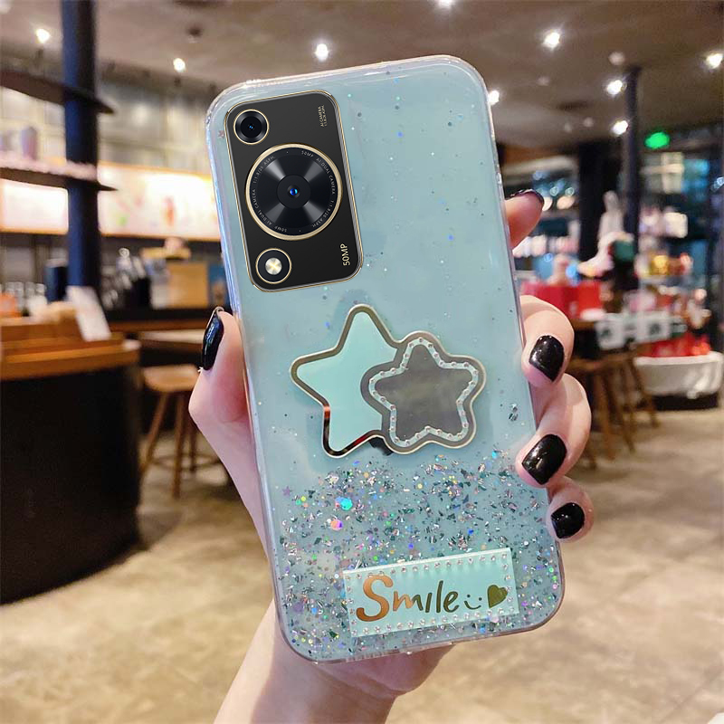 New Phone Case For Huawei Nova Y72 Cover Shining Star Moon Soft Silicone Transparent Pentagram Mirror Fall Proof Girl For Huawei Nova Y72 Case