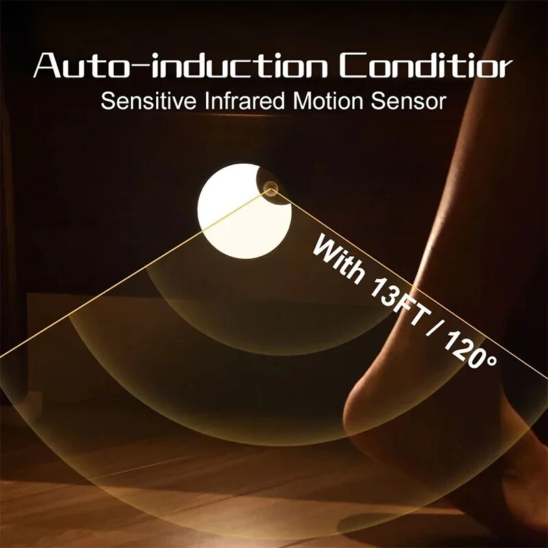 LED Cabinet Lights Motion Sensor Intelligent Human Induction Night Light USB Charging Automatic Lighting for Bedside Wardrobe. 