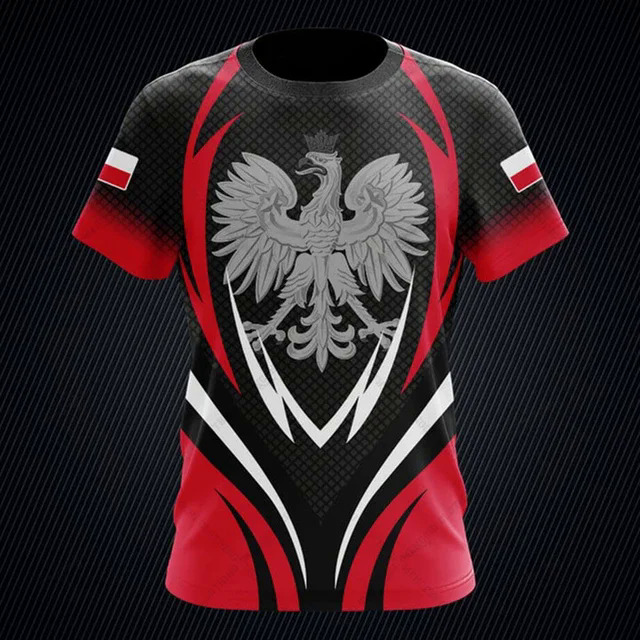 Poland Fire Graphic Customized Football Tees Summer Outdoor Streetwear Men's Fashion Jersey Loose Oversized Sportswear T-shirts. 