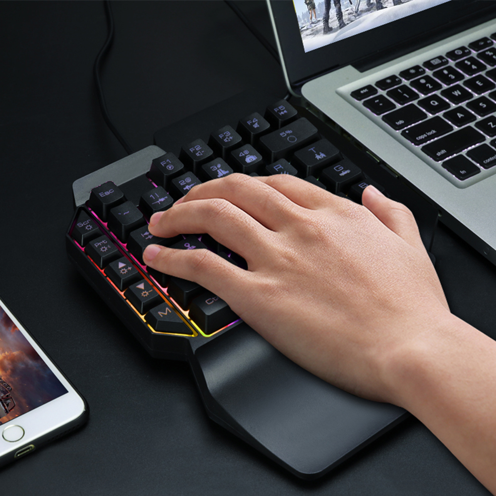 Colorful 39 Keys F6 USB Wired Keyboard RGB Ergonomics Game Gaming Keyboard One-Handed For Gamer Tablet PC Laptop. 
