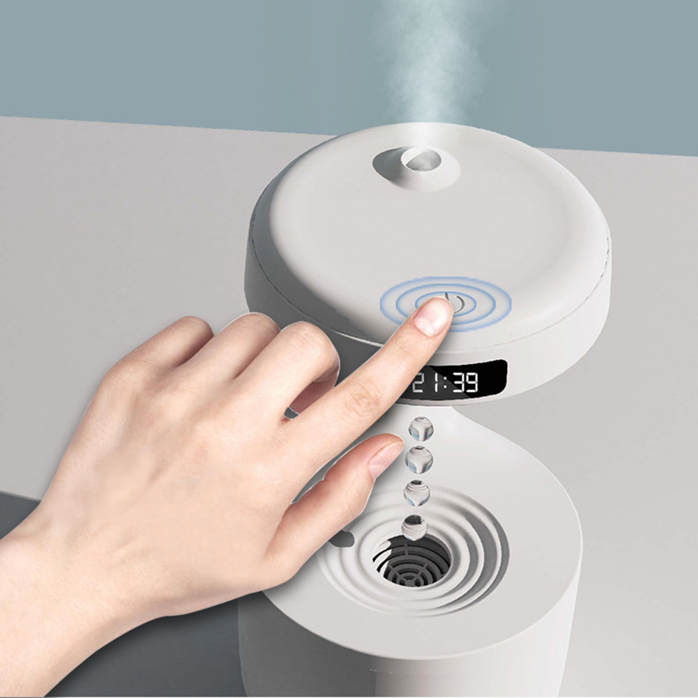 GC Anti Gravity Water Drop Humidifier, Air Humidifier With 800ml Water Tank, Timer, Touch Button, Data Cable, Ultra Silent Fountain Humidifier For Bedroom, Living Room. 