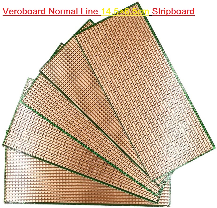 LINE TYPE VERO BOARD Veroboard Normal Line 14.5×6.5cm Stripboard PCB Printed Circuit Board For Prototyping Designing Weld Soldering Arduino Cables Connectors DIY. 