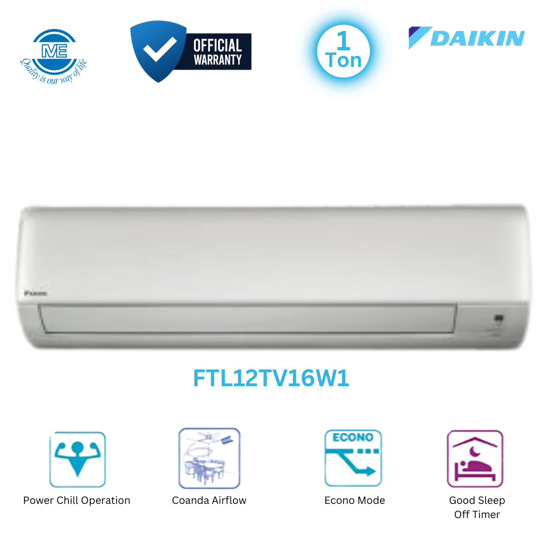DAIKIN 1.0 Ton Split Non-Inverter AC With Coanda airflow | FTL12TV16W1D