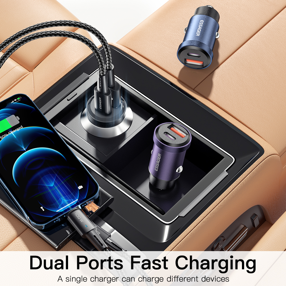Essager 30W USB C Car Charger Fast Charging For Xiaomi iPhone 14 13 Oneplus Huawei Poco3 Redmi Type C Lighter Car Phone Chargers. 