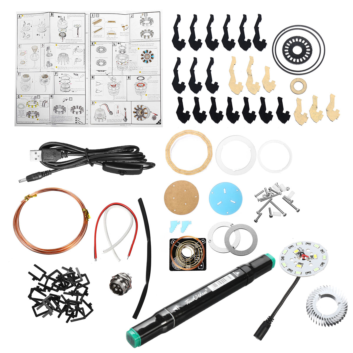 NYT Arc Reactor Mk2 Diy Model Kit Led Chest Light Usb Powered Movie Props. 
