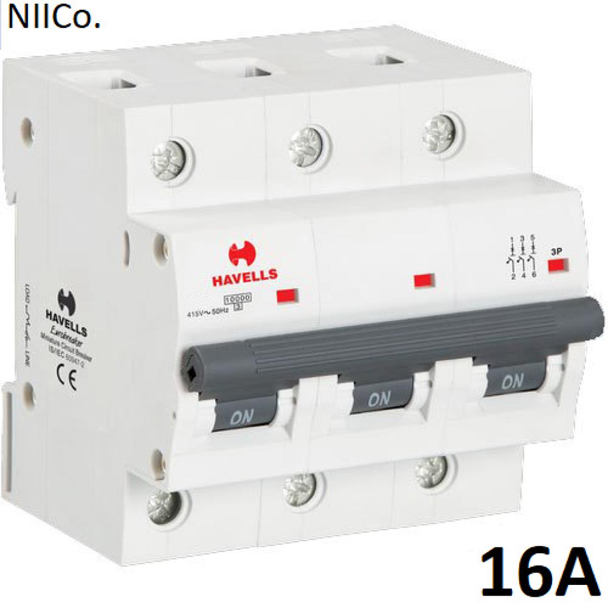 Circuit Breaker Havells MCB Triple Pole 16A 10KA