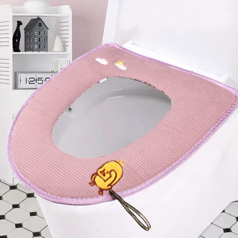 Toilet seat duckling, thickened cushion cover, corduroy hook and loop style, no home mat, coral velvet toilet seat mail bag. 