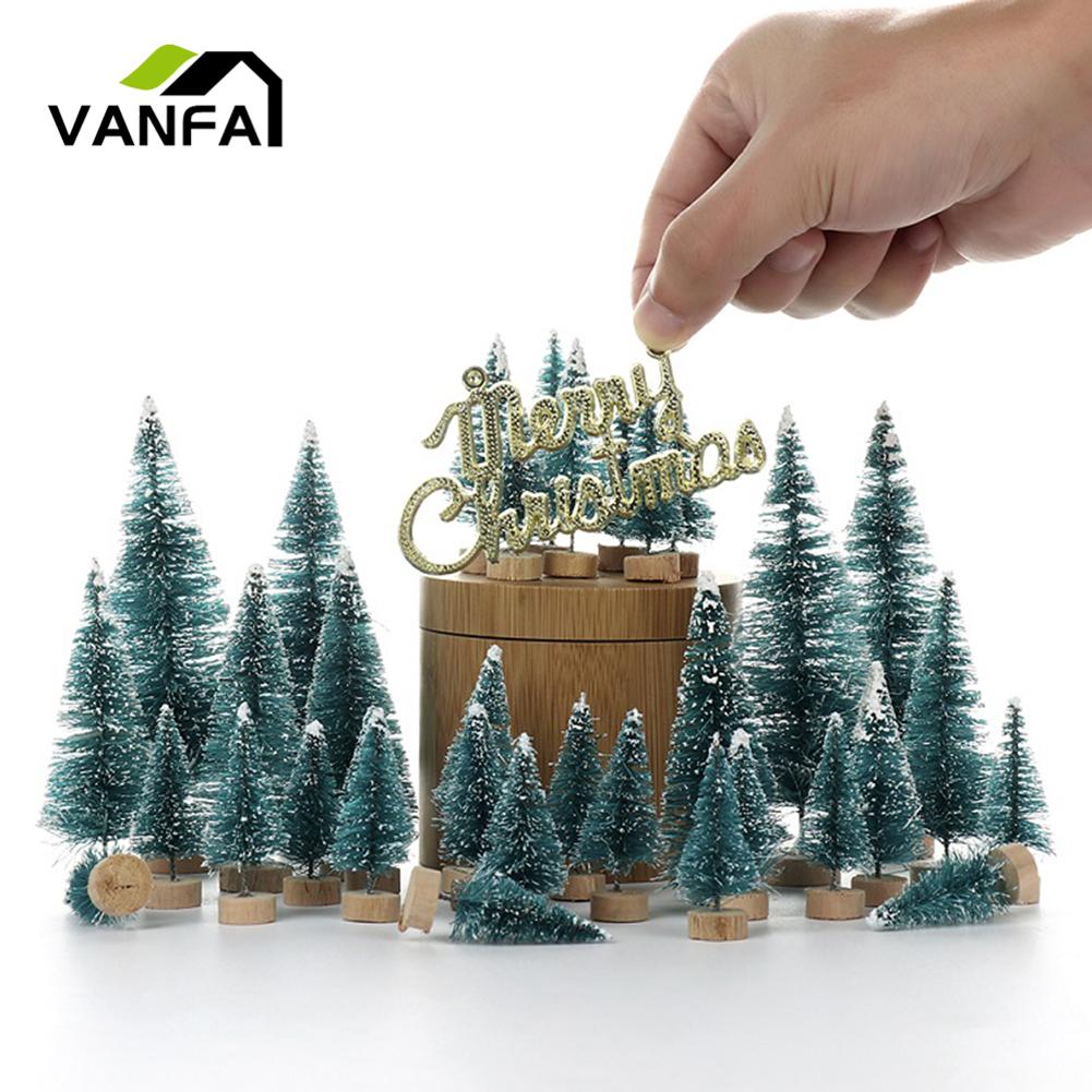 Tiny Xmas Tree Lightweight Mini Snowy Pine Tree Xmas Party Ornament