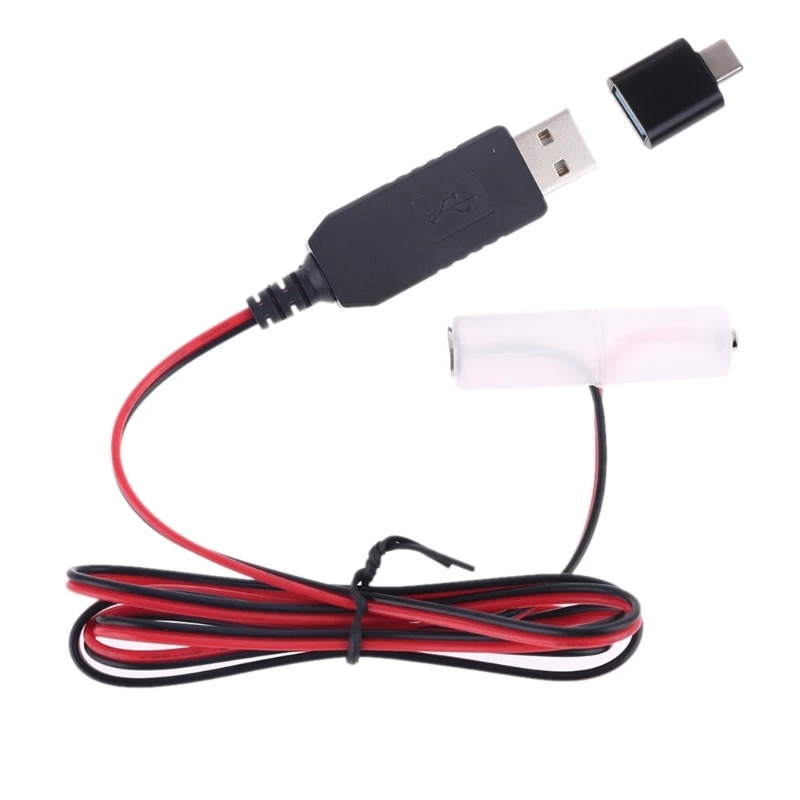 AA Dummy-Batteries Adapter Detachable USB Power Supply Cable Cord Replacement 1 to 4pcs AA Battery for LED Toy Remotes. 