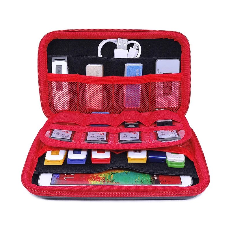 GHKJOK Carry external hard drive Case Organiser Small, Multiple USB Sticks, Memory Cards, Cables Smart Mobile Phone Cables. 
