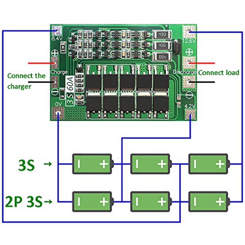 3S 60A Bms Board Lithium Li-Ion 18650 Protection Board With Balance For Drill Motor 11.1V 12.6V 18650 Lipo Cell Module. 