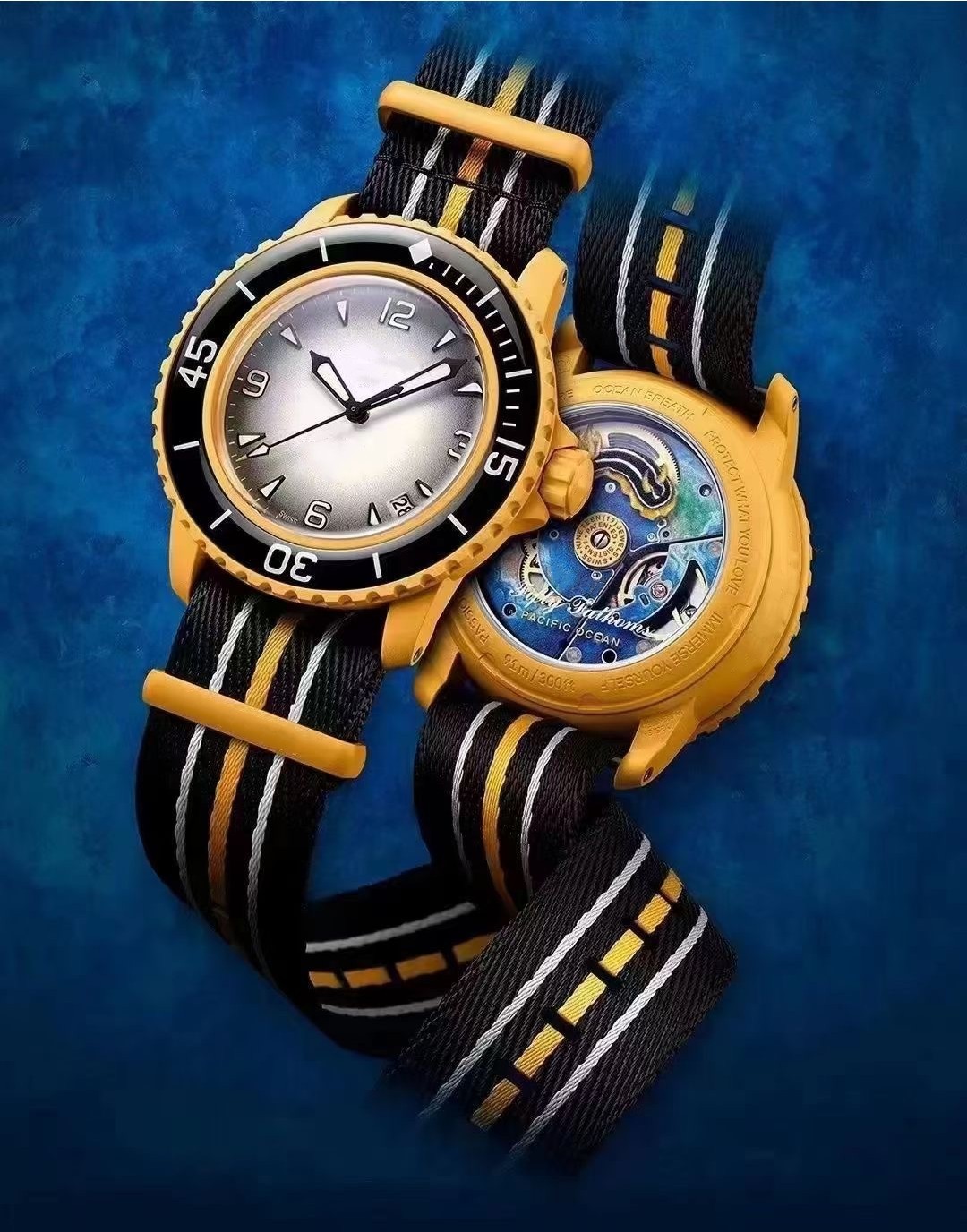 New cross-border BP Bobswatch joint X Swatch nylon with through bottom plastic imitation mechanical watch. 