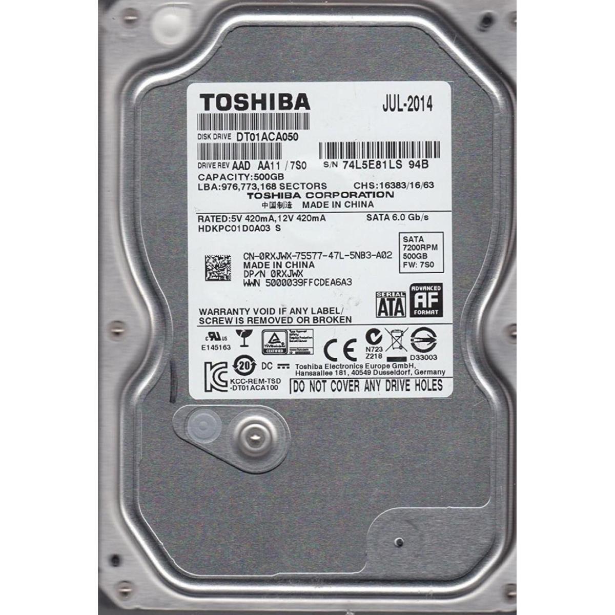 Toshiba 500Gb Internal Desktop Hard Disk (Hdd) - 01 Year Warranty Included - Enhancing Your Desktop'S Storage Capacity