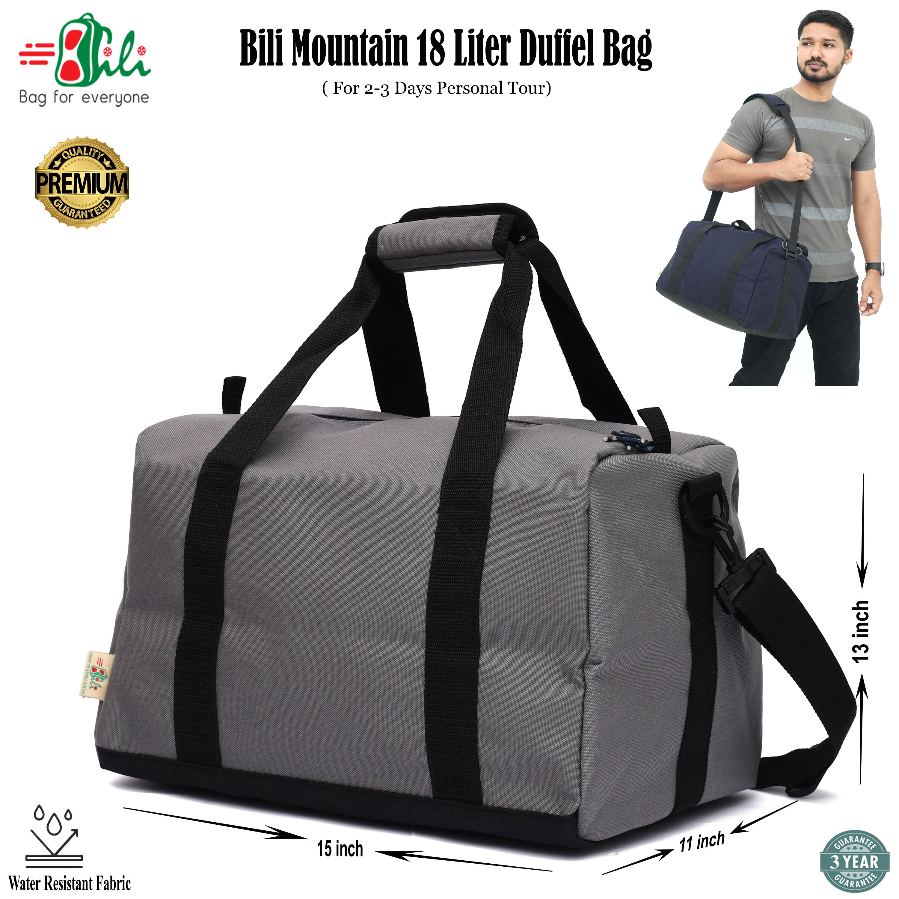 Bili Online Mountain 18 Liter Travel Duffel Bag 2 3 Days Tour Waterproof Premium Duffle Bag Gym Bag Luggage Bag Travelling Bag Travel Duffel Bag Weekender Bag Men Women Travel Bag